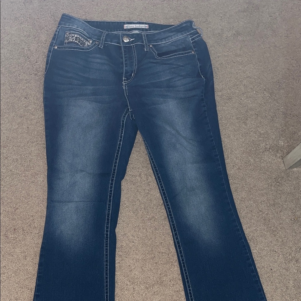 Love Indigo Dark Blue Boot Cut Jeans
